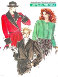 7336 VERY EASY VOGUE UNLINED ASYMMETRIC / BOXY JACKET PATTERN 12-16